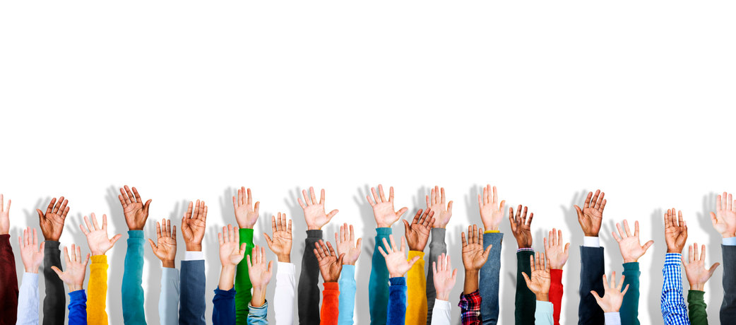 Various hands representing a community