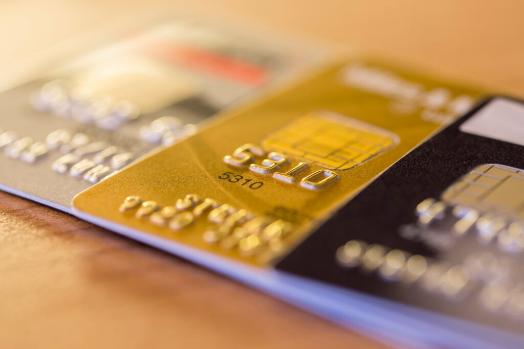 Close up of credit cards.